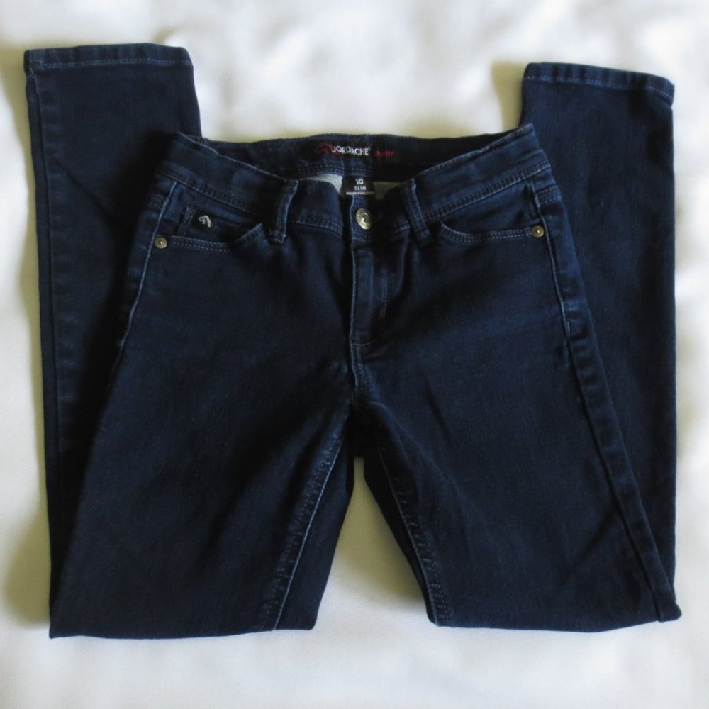 4/$14 JORDACHE girls SKINNY jeans DARK BLUE denim STRETCH slim SIZE 10